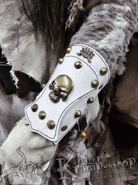 Handgamaschen Weiss Modell Skull Klein