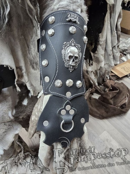 Handgamaschen Schwarz Modell Ornament Skull Gross