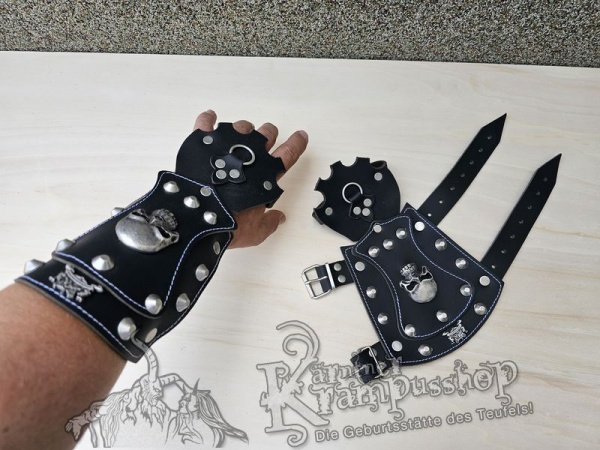 Handgamaschen Schwarz Modell Skull Gross