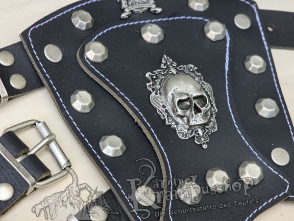 Handgamaschen Schwarz Modell Ornament Skull Klein