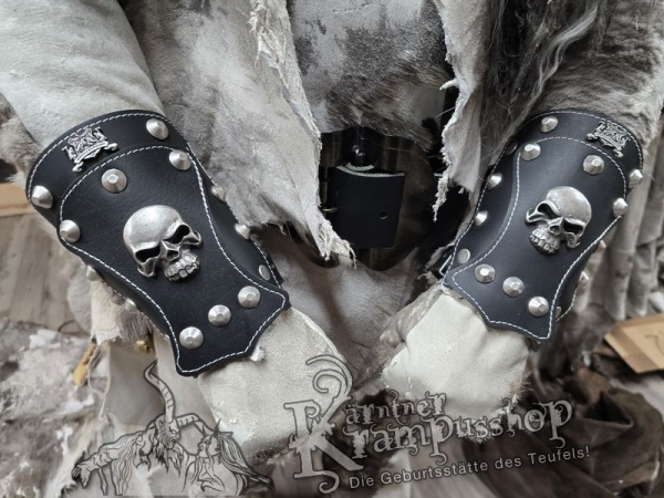 Handgamaschen Schwarz Modell Skull Klein