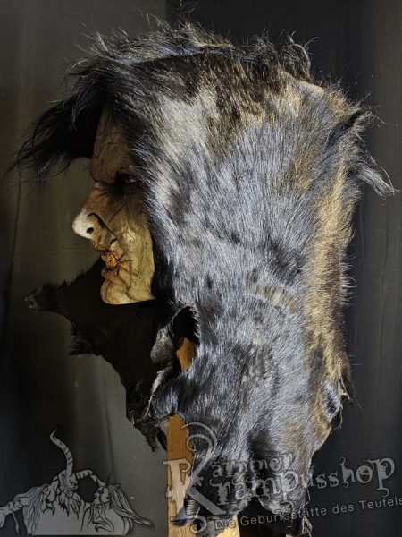 Kopffell Genäht Schwarz Gefärbt KURZHAAR Kaputzenschnitt