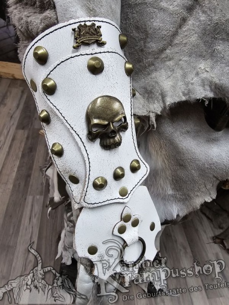 Handgamaschen Weiss Modell Skull Gross