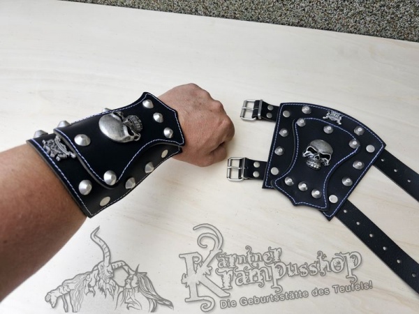 Handgamaschen Schwarz Modell Skull Klein