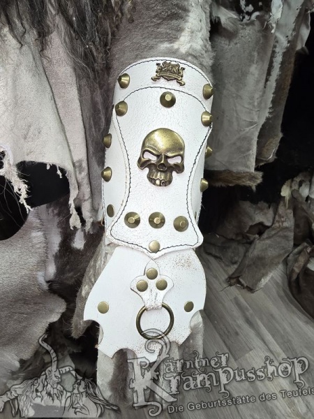 Handgamaschen Weiss Modell Skull Gross