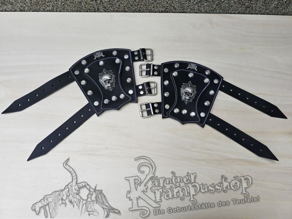 Handgamaschen Schwarz Modell Ornament Skull Klein
