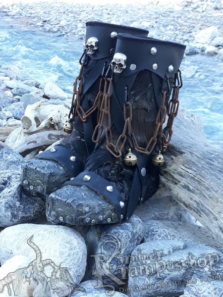 Krampusstiefel mit Kappen Schwarz