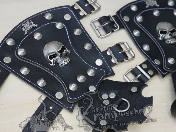 Handgamaschen Schwarz Modell Skull Gross