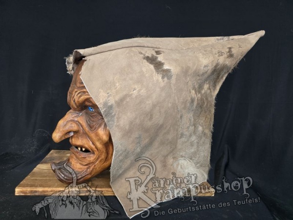 Kaputze BRAUN Ledrig SPITZ nach HINTEN