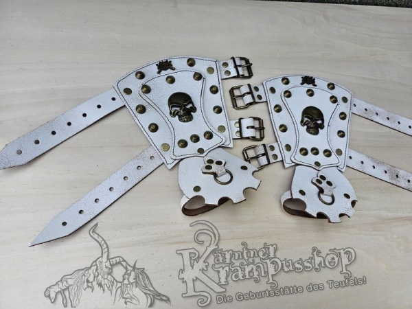 Handgamaschen Weiss Modell Skull Gross