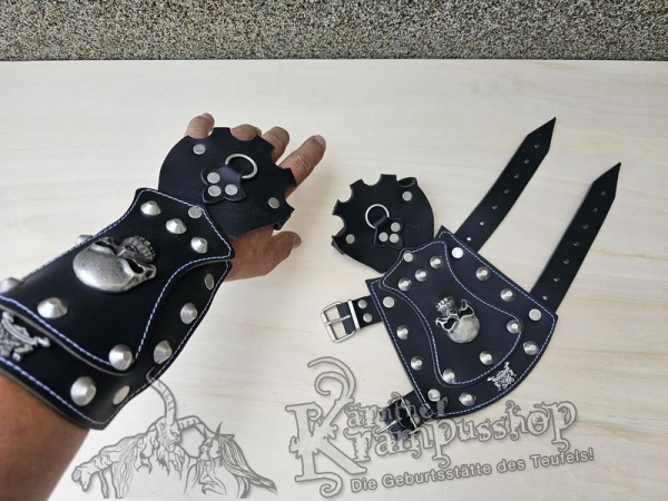 Handgamaschen Schwarz Modell Skull Gross