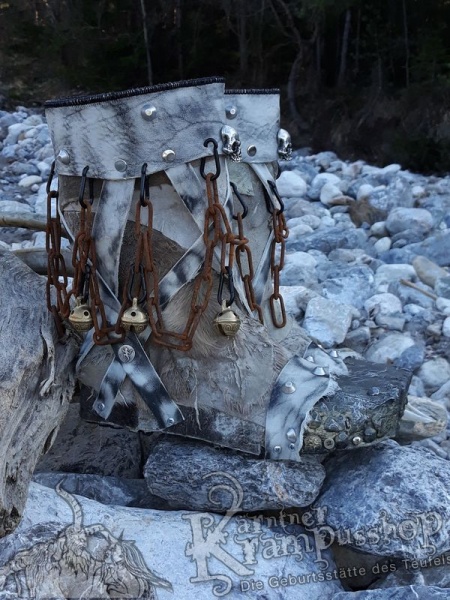 Krampusstiefel mit Kappen Grau Ledrig Antik