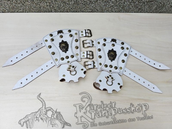 Handgamaschen Weiss Modell Ornament Skull Gross