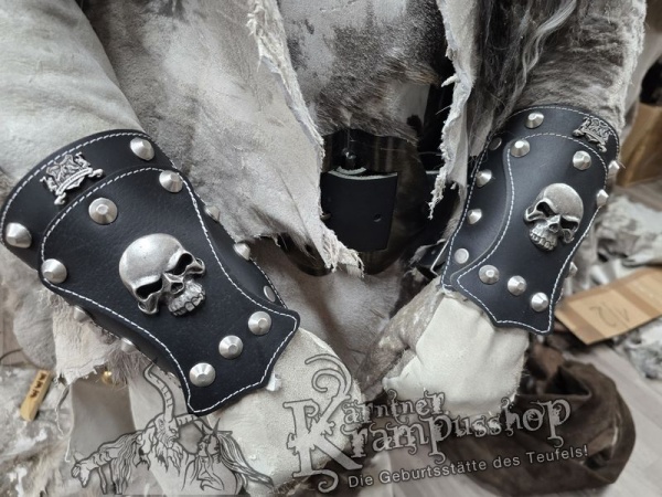 Handgamaschen Schwarz Modell Skull Klein