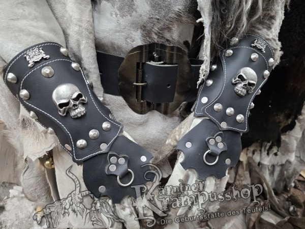 Handgamaschen Schwarz Modell Skull Gross