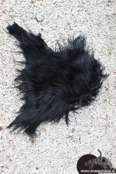 Kopffell Genäht Schwarz Gefärbt Langhaar Kaputzenschnitt