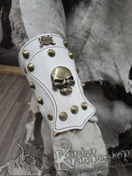 Handgamaschen Weiss Modell Skull Klein