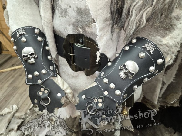 Handgamaschen Schwarz Modell Skull Gross