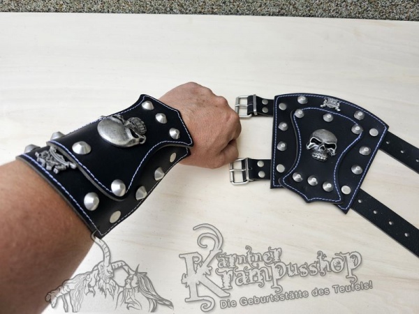 Handgamaschen Schwarz Modell Skull Klein