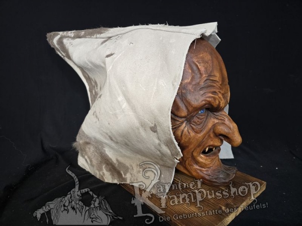 Kaputze Grau Ledrig SPITZ nach HINTEN