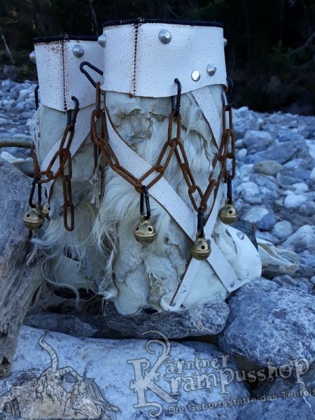 Krampusstiefel mit Kappen Weiß Gefalzt
