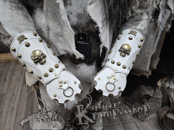 Handgamaschen Weiss Modell Skull Gross