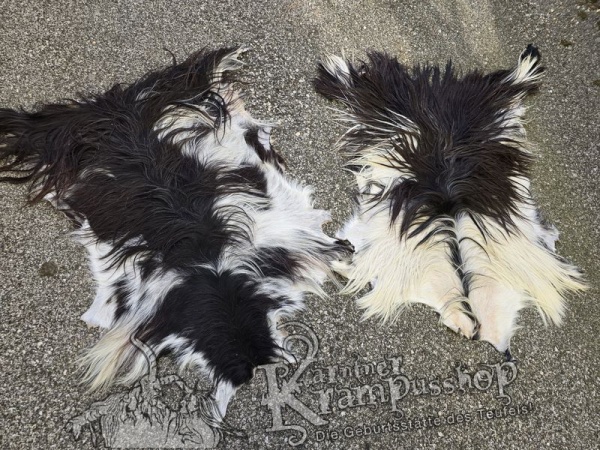 Ziegenfelle Langhaar Scheckig Braun Weiss