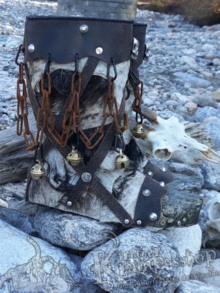 Krampusstiefel mit Kappen Braun Gefalzt