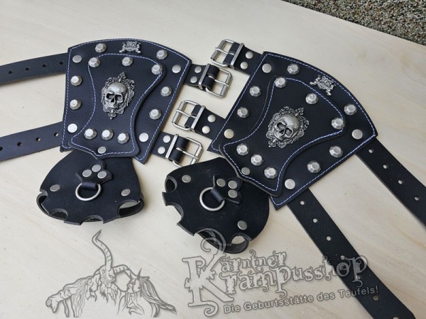 Handgamaschen Schwarz Modell Ornament Skull Gross