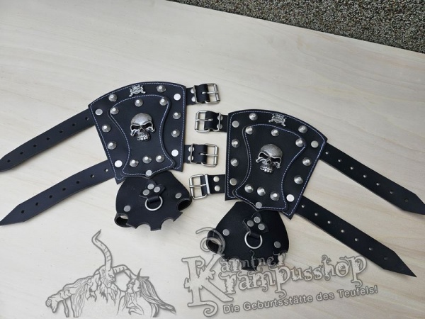 Handgamaschen Schwarz Modell Skull Gross