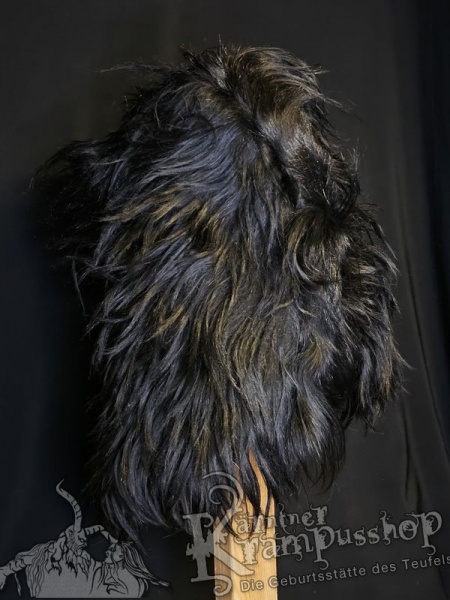 Kopffell Genäht Schwarz Gefärbt Langhaar Kaputzenschnitt