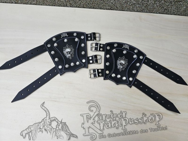 Handgamaschen Schwarz Modell Ornament Skull Klein