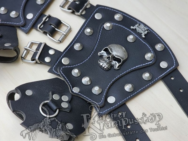 Handgamaschen Schwarz Modell Skull Gross