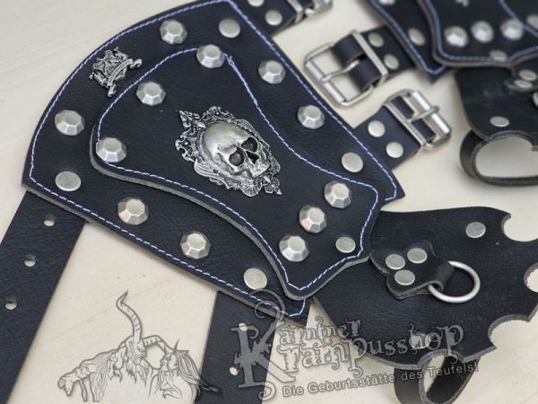 Handgamaschen Schwarz Modell Ornament Skull Gross