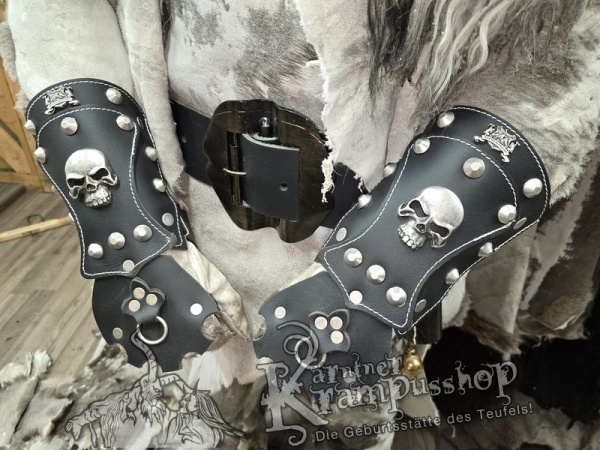 Handgamaschen Schwarz Modell Skull Gross