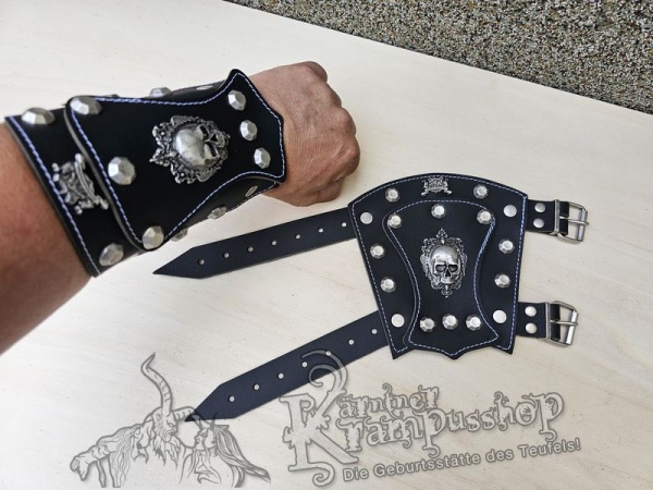 Handgamaschen Schwarz Modell Ornament Skull Klein