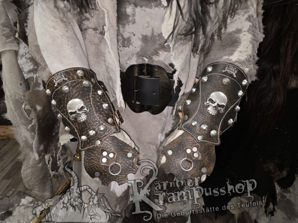 Handgamaschen Braun Modell Skull Gross
