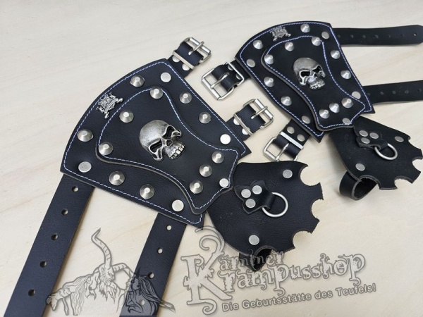Handgamaschen Schwarz Modell Skull Gross