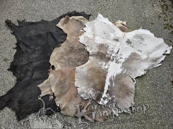 Hirschleder Grau Schwarz und Braun