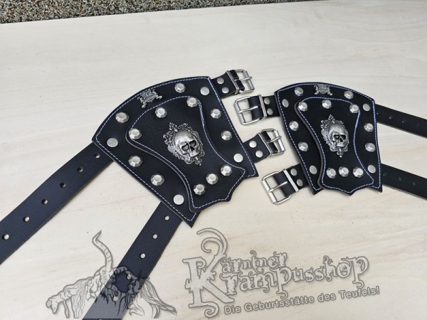 Handgamaschen Schwarz Modell Ornament Skull Klein