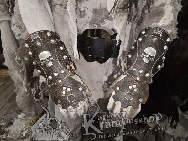 Handgamaschen Braun Modell Skull Gross