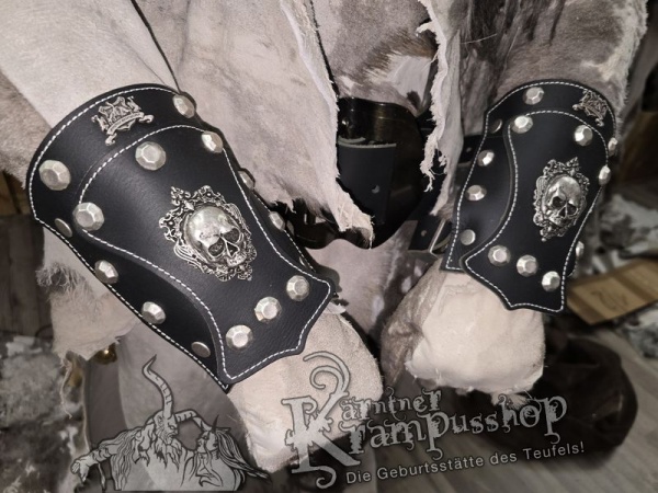Handgamaschen Schwarz Modell Ornament Skull Klein