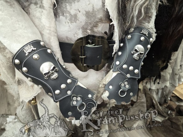 Handgamaschen Schwarz Modell Skull Gross