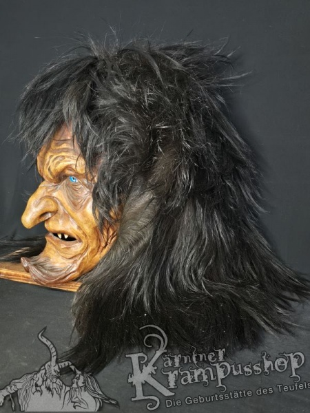 Langhaar Kopffell Schwarz Gefärbt