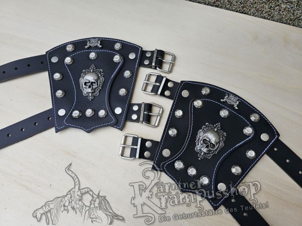 Handgamaschen Schwarz Modell Ornament Skull Klein