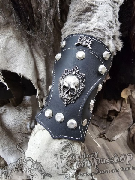 Handgamaschen Schwarz Modell Ornament Skull Klein