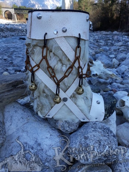 Krampusstiefel mit Kappen Weiß Gefalzt