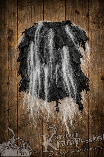 Kopffell Schwarz Fetzig mit Weißen Yaksträhnen