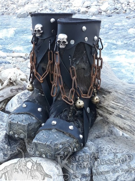 Krampusstiefel mit Kappen Schwarz