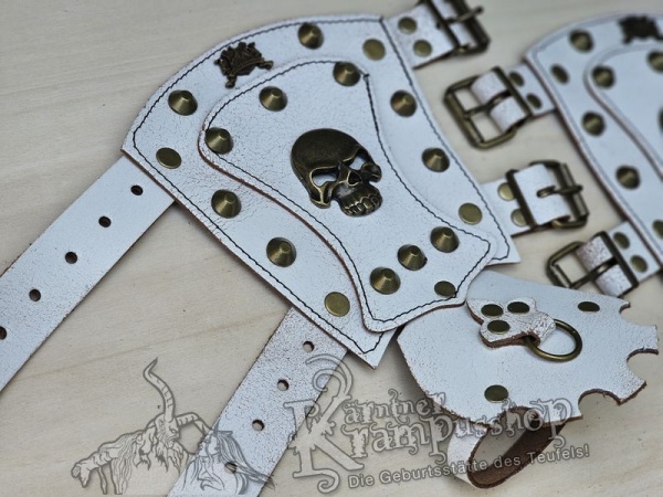 Handgamaschen Weiss Modell Skull Gross
